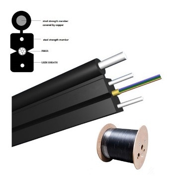 Single Mode 2 Core G657A LSZH Fiber Optic Outdoor FTTH Drop Cable