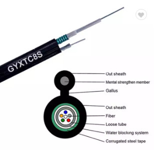 YTTX GYXTC8S Steel Stranded 12 Core Fiber Optic Cable Figure 8 Aerial Armored