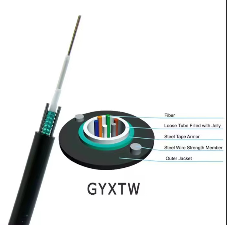 Outdoor Fiber Optic Cable GYXTW 12 Core Uni-Tube Light Aerial Armored  Single Mode