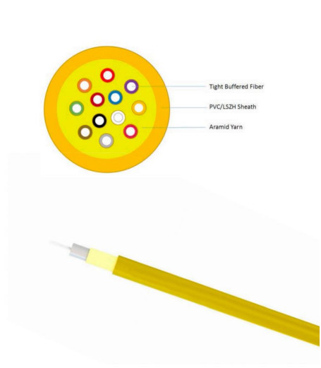 Tight Buffe  PVC LSZH Sheath Indoor Optic Cable GJFJV 4-48 Core