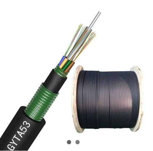 Direct Buried Fiber Optic Cable GYTA53 with SZ Stranded Loose Tube and Steel Tape Armored for 2-144 Cores