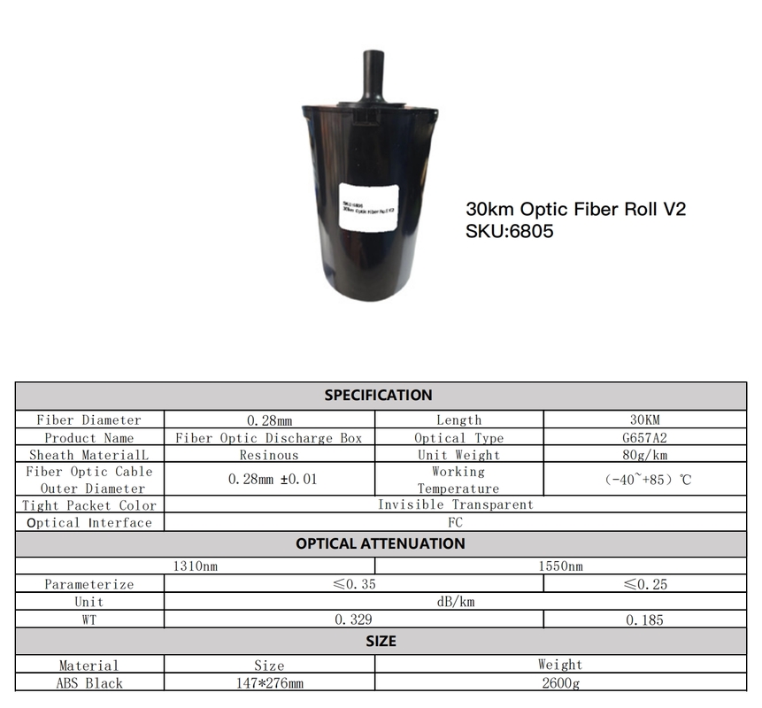 FPV fiber 30km/rool  ultra-light weight - high tensile strength-Internal to external wiring,