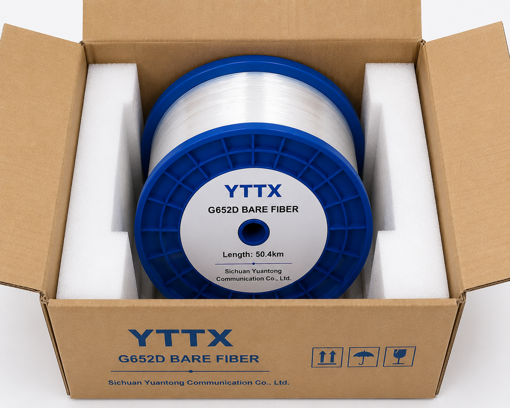 G652D fiber  48.8KM 50.4KM per spool SM BARE FIBER can custom length