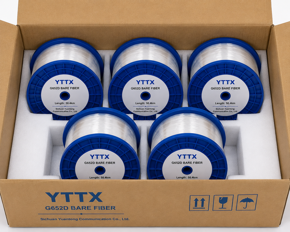 G652D fiber  48.8KM 50.4KM per spool SM BARE FIBER can custom length