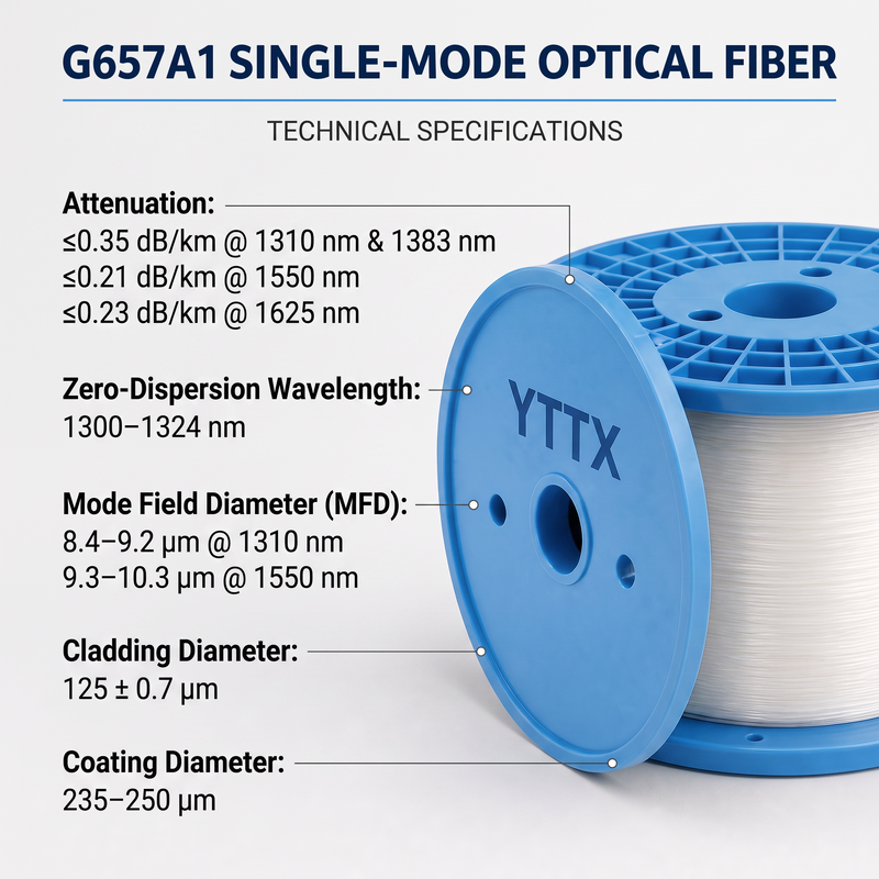 FPV Fiber SM fiber G657A1 50/60KM  Tensile 60-70N Ultra-low loss attu