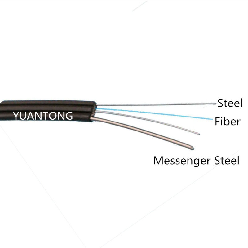Steel Rod Outdoor FTTH Drop Cable , ANATEL FTTH 1 Core Fiber Optic Cable