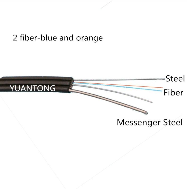 Steel Rod 2 Core Outdoor FTTH Drop Cable 5mm*2mm Cable Size