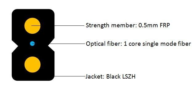 Anti UV FPR G657a2 GJXFH Indoor FTTH Drop Cable 1 Core Indoor Network Use