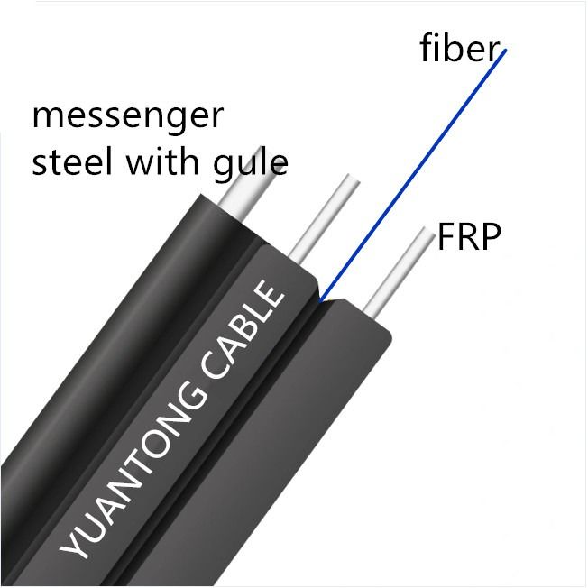 Black LSZH Aramid Yarn Ftth Indoor Drop Cable , 1 Core Gjxh Cable
