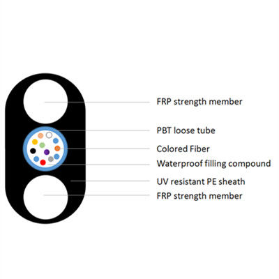Outdoor Aerial Frp Fiber Flat FTTH Fiber Drop Cable 6 Core