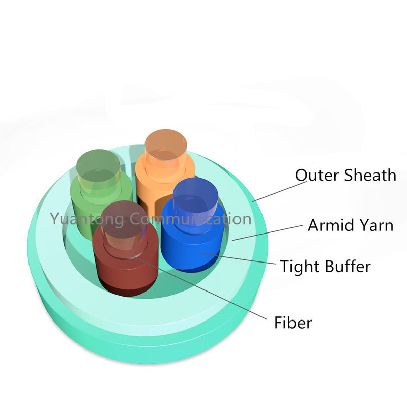 PVC Lszh GJFJV Indoor Fiber Optic Cable High Dense Fiber Packed 4 Core