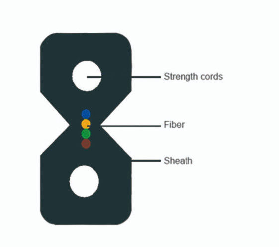 4 Core Indoor Ftth Drop Cable , G657a2 Flat Fiber Optic Cable