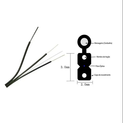 Self Supporting Fiber Optic FTTH Drop Cable 1/2 Fibers Aerial