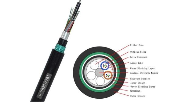 Direct Buried Fiber Optic Cable GYTA53 with SZ Stranded Loose Tube and Steel Tape Armored for 2-144 Cores