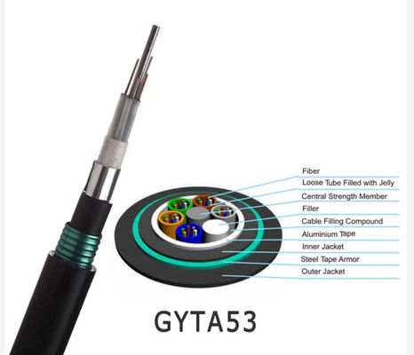 24 Core GYTA53 Outdoor Armored Fiber Optic Cable Steel PE Sheath